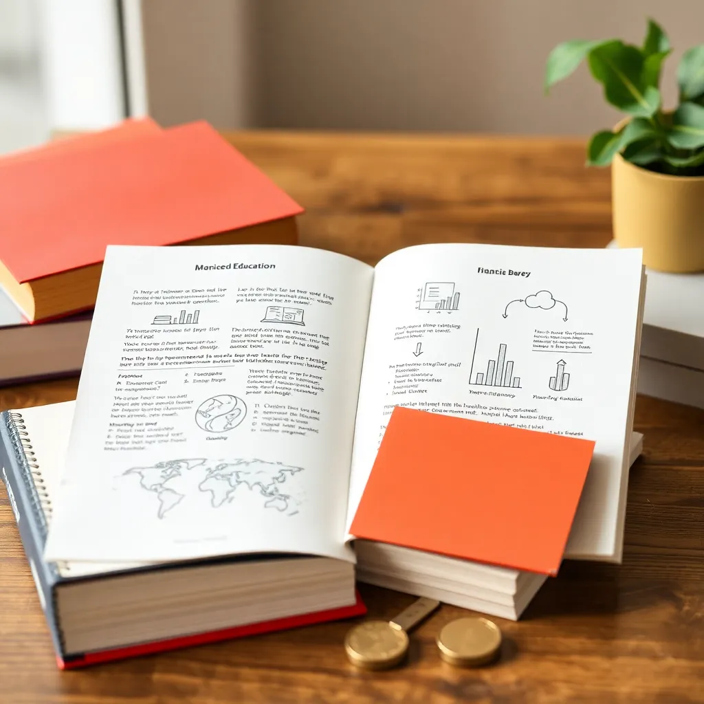 Grafische Darstellung von Finanzgrundlagen mit Büchern und Diagrammen
