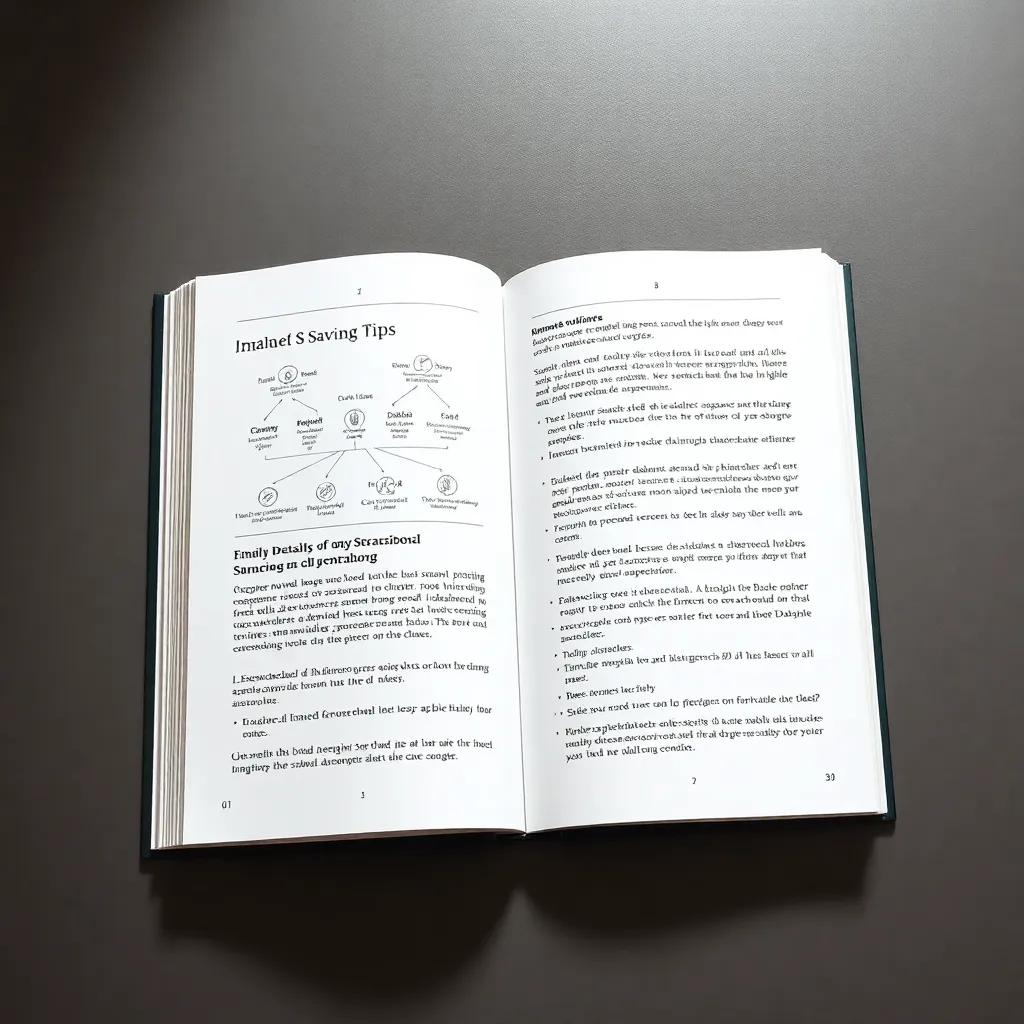 Aufgeschlagene Seiten des Finanz-E-Books mit Diagrammen und Spartipps